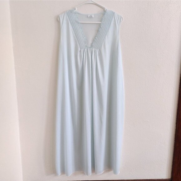 Milco Other - Vintage Milco New York USA Sleeveless Nightgown Lingerie Womens L Blue Smocked